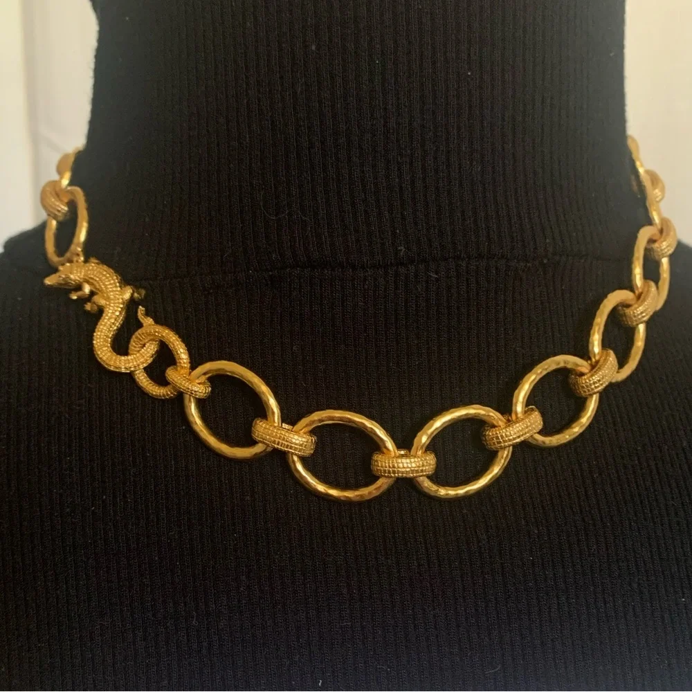 JULIE VOS  • RARE Alligator Link Statement Necklace